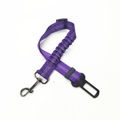 Adjustable Dog Car Seat Belt Harness – Nylon Reflective Elastic Safety Strap with Cushioning for Pet Travel