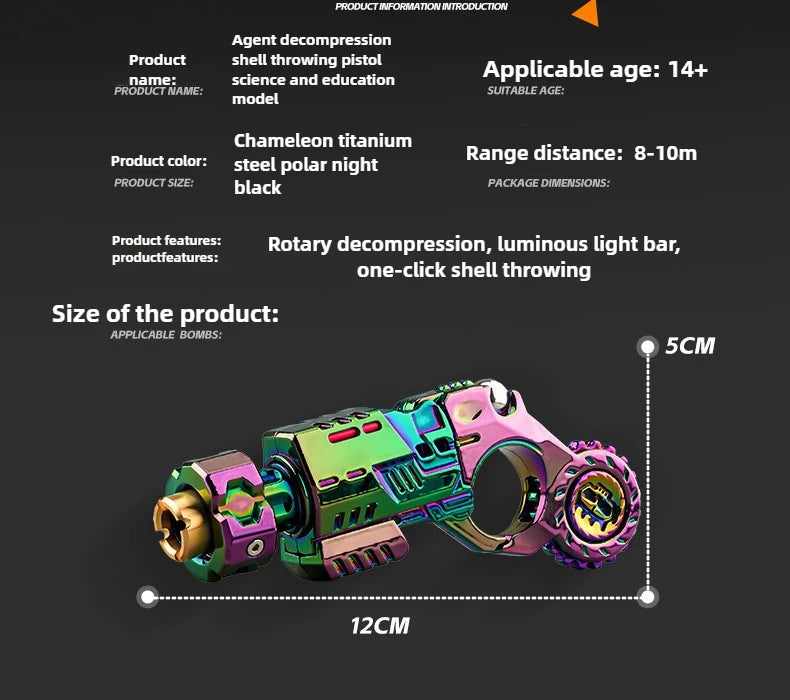 Shell-Ejecting Alloy Toy Pistol Set – Mini Finger Spinning Top Fidget & Sensory Desk Gadget for Teens