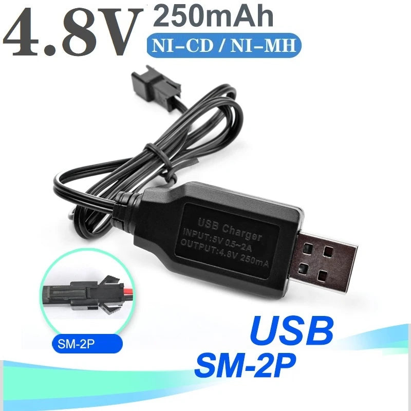 NiCd NiMH Battery Charger 2.4V–9.6V - RC Car Boat Tank Toy Battery Charger with SM-2P SM Plug