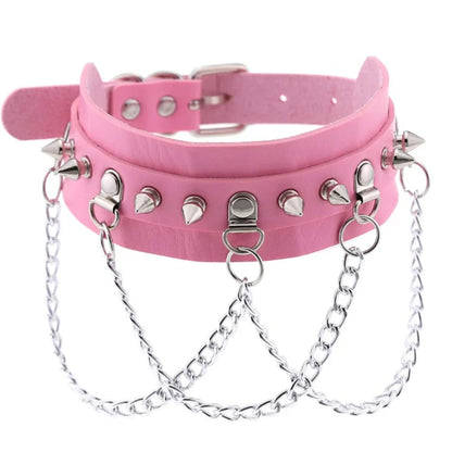 Harajuku Gothic Spike Rivet Star Choker Necklace – Black Bowknot PU Lace Leather Y2K Hip Hop Rock Jewelry for Girls