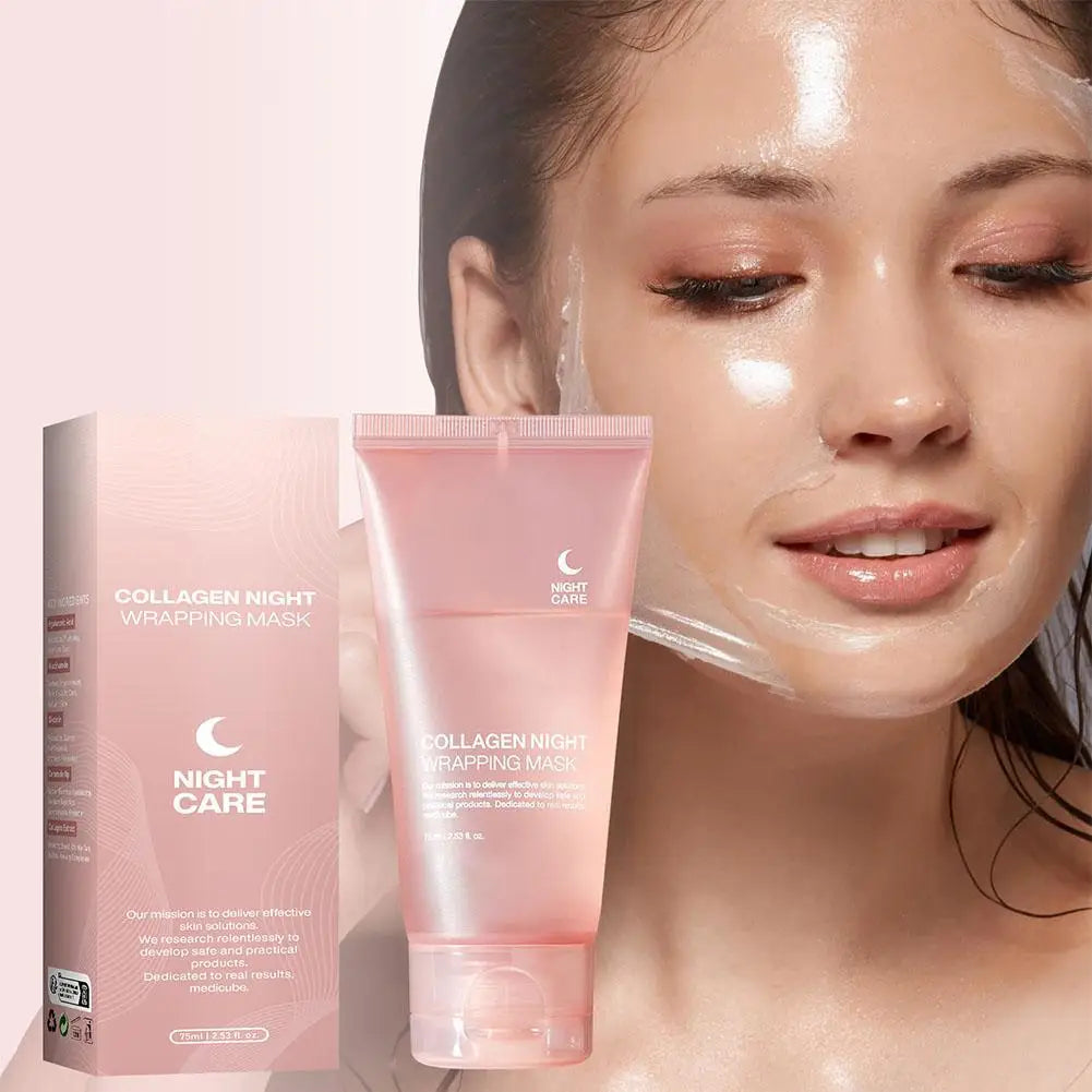 Hydrolyzed Collagen Overnight Facial Mask - Peel-Off Hydrating & Firming Mask, Reduces Sagging & Dullness, Boosts Elasticity