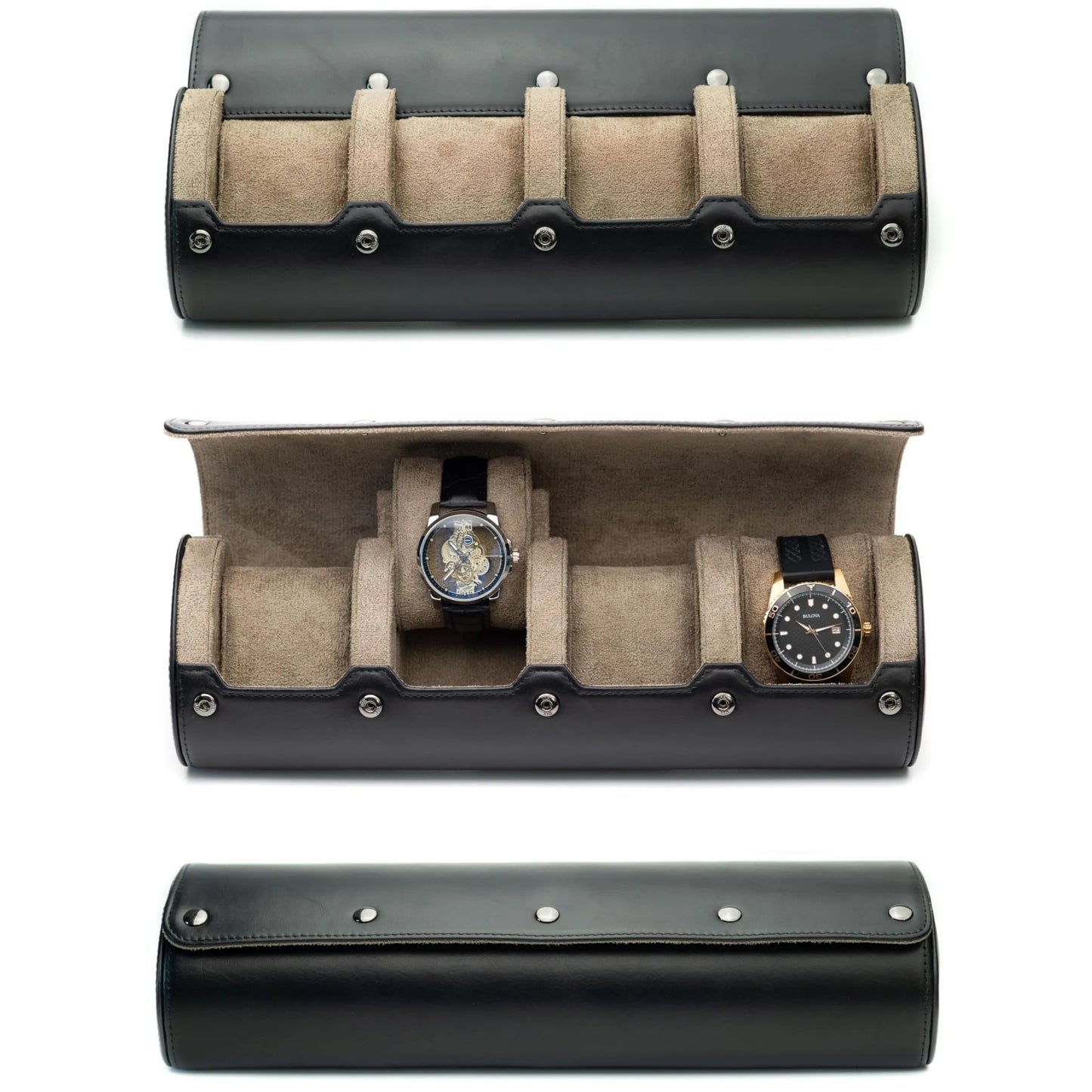 6-Slot Watch Travel Case – PU Leather Organizer Roll for Men & Women, Watch Display Storage Case