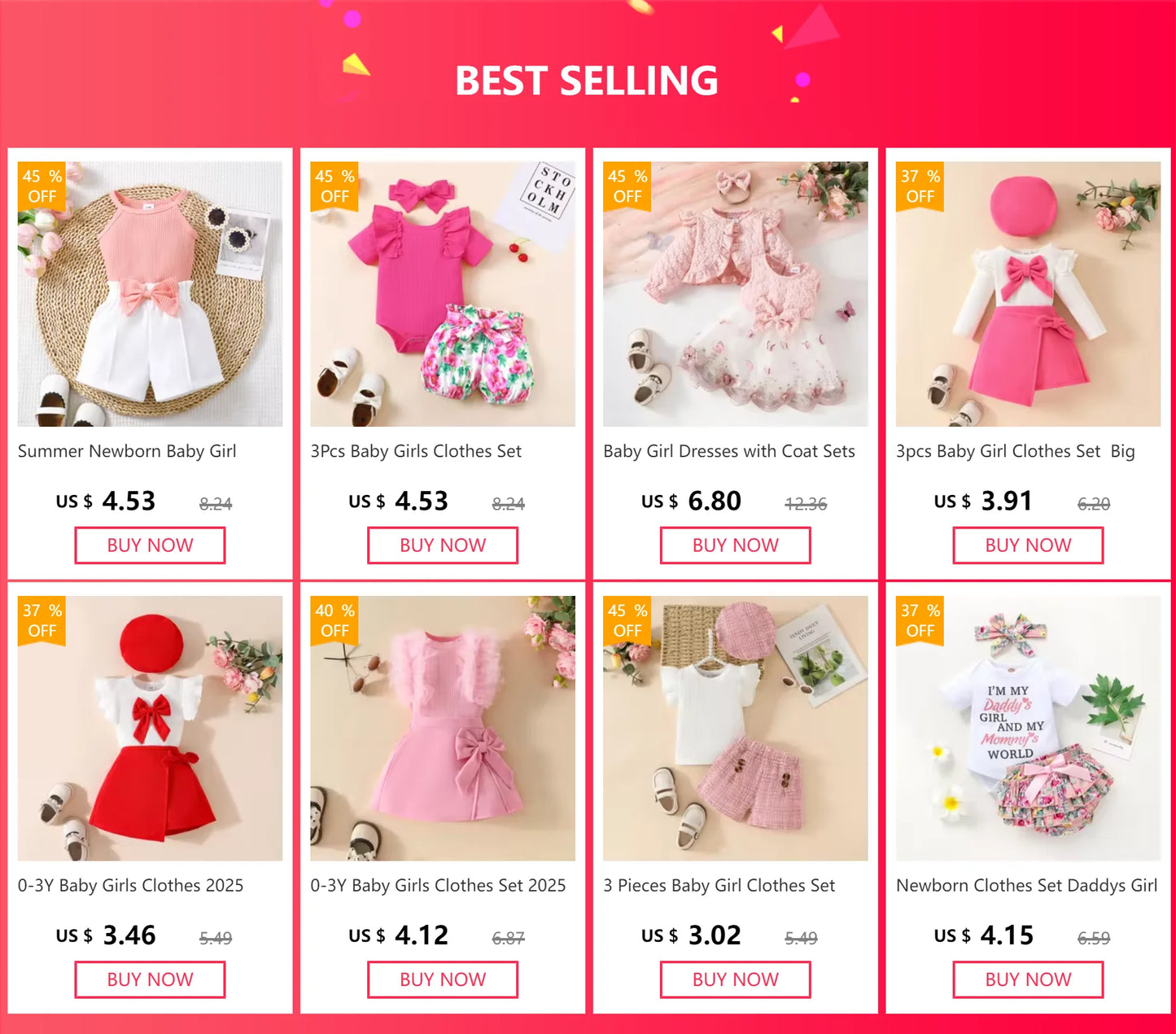 Newborn Baby Girls Clothes Set – Pink Ruffle Top & Heart Print Bow Trousers, Princess Casual Outfit for Infants
