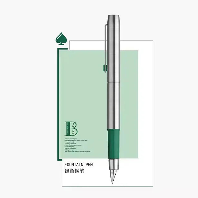 MAJOHN B25 Metal Fountain Pen - Fine Nib Stainless Steel Writing Pen with Ink Absorber for Business & Office Use