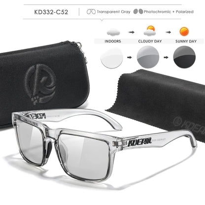 KDEAM Photochromic & Polarized Sunglasses - Category 3 Polarization, Unique Frame Surface Eyewear for Men & Women with Case