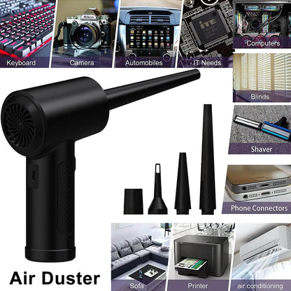 Compressed Air Duster for Computers - Portable Cordless Air Blower with LED Light for PC Keyboard, Car, and Cleaning