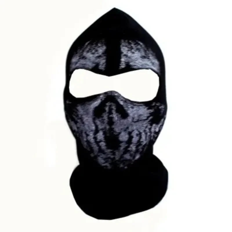 Black Skull Balaclava Mask - Warm Full Face Hood Beanie for Men Outdoor Wear
