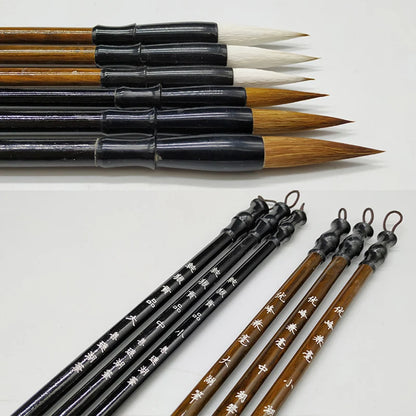 3PCS Bamboo Handle Calligraphy Brush Set – Weasel Hair Writing Brushes for Painting, Drawing & Traditional Art Use