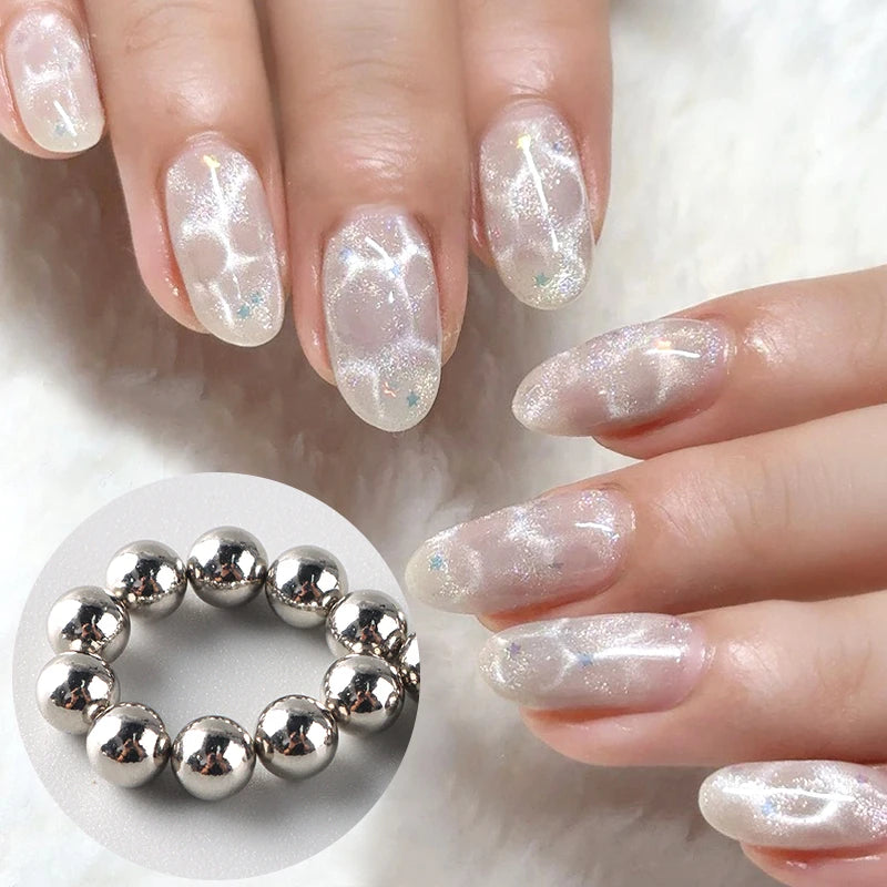 Ocean Wave Cat Eye Nail Magnetic Beads - Shiny Flower Marble Water Ripple Effect DIY Manicure Tools 10/20PCS
