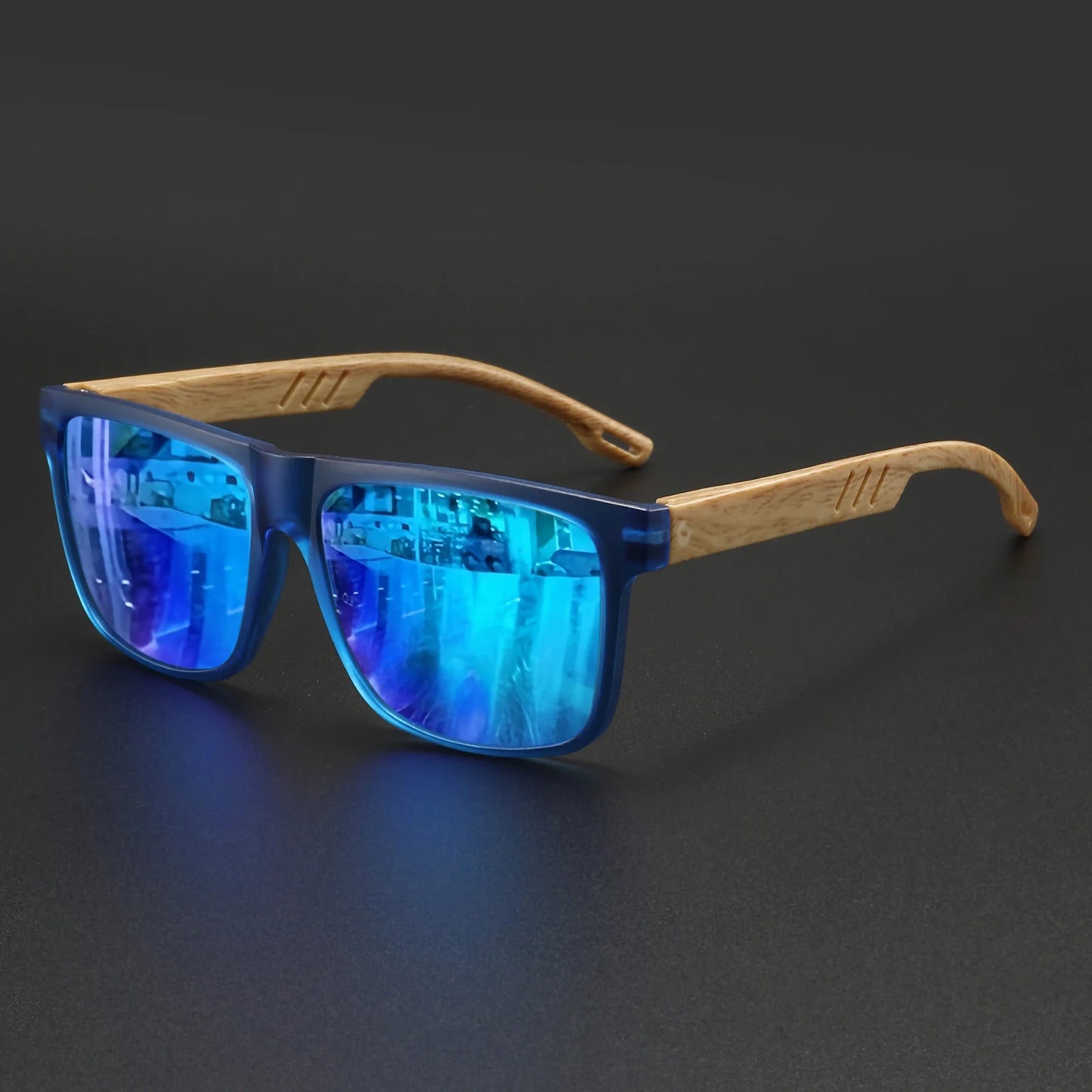 Wood Grain Square Sunglasses - UV400 Unisex Fashion Eyewear for Driving, Hiking & Travel