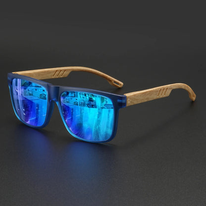 Wood Grain Square Sunglasses - UV400 Unisex Fashion Eyewear for Driving, Hiking & Travel