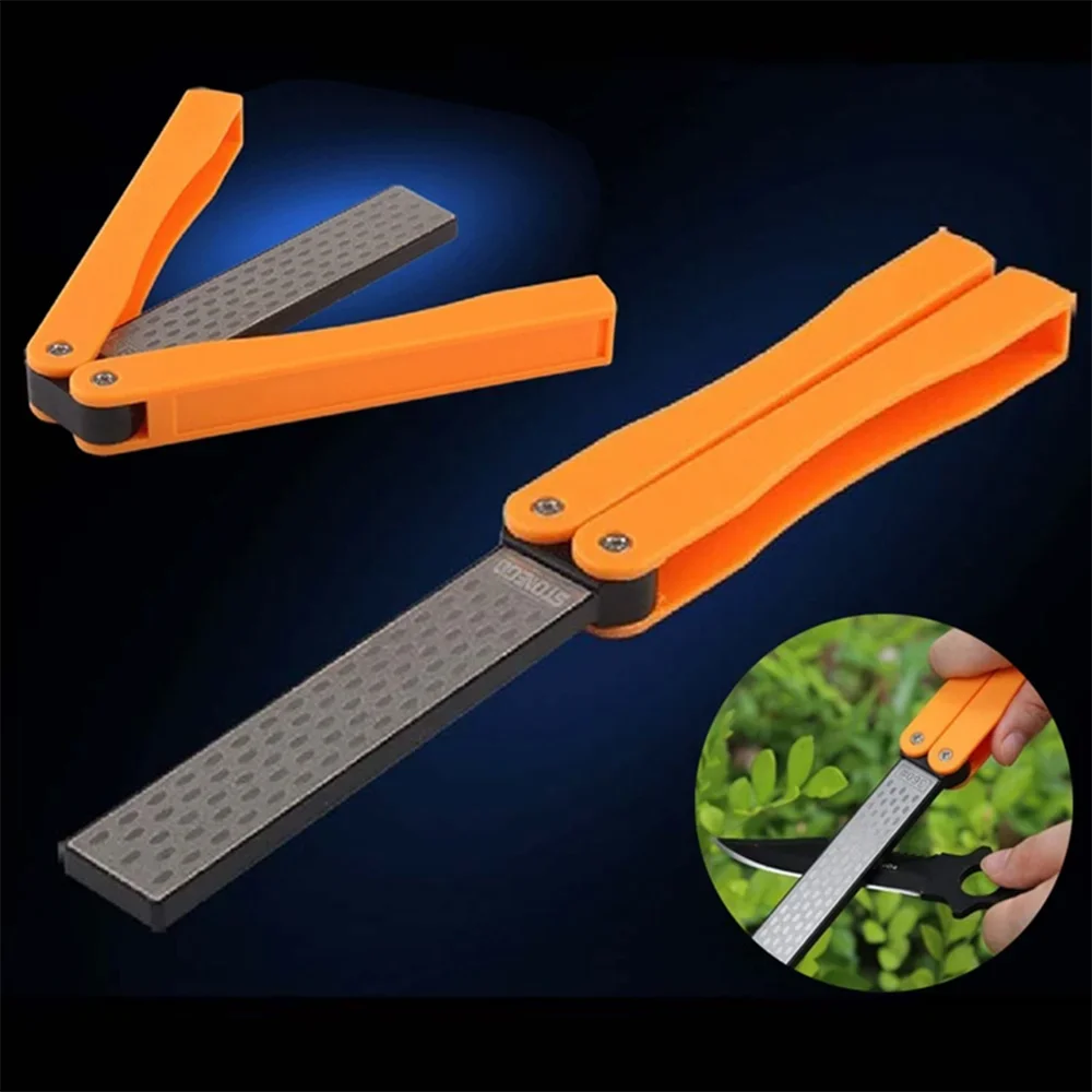 Portable Folding Pocket Knife Sharpener – Double-Sided Diamond Whetstone for Outdoor & EDC Blade Sharpening Tool
