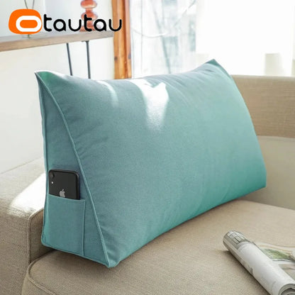 OTAUTAU Triangular Bed Backrest Cushion – Lumbar Support Lounger Pillow for Chair, Bed & Living Room Comfort Decor (KD034)