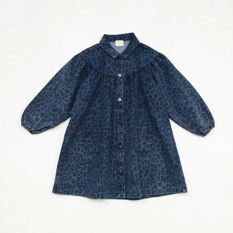 AW26 Denim Leopard Kids Clothing Collection - Boys Girls Dress Skirt Shirt Vest and Overalls Fashion Set