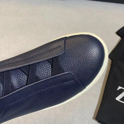 Men's Summer Casual Shoes — Top Layer Cow Leather, Breathable Luxury Deer Skin Slip-On Sneakers