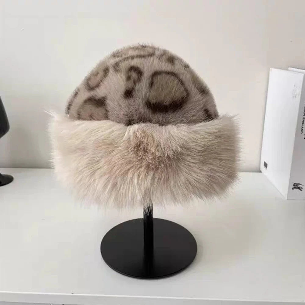 Women’s Winter Fluffy Fur Hat – Thick Warm Faux Fur Ski Cap, Russian Mink Fisherman Style, Windproof