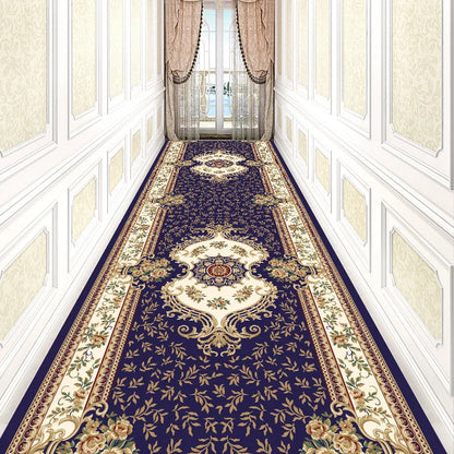 Luxury Chinese Classical Corridor Rug – Crystal Velvet Soundproof Washable Carpet for Villa, Hotel & Living Room