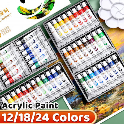 12-24 Color Acrylic Paint Set - Waterproof Rich Pigment Art Paints for DIY Crafts, Canvas, Rock and Creative Drawing