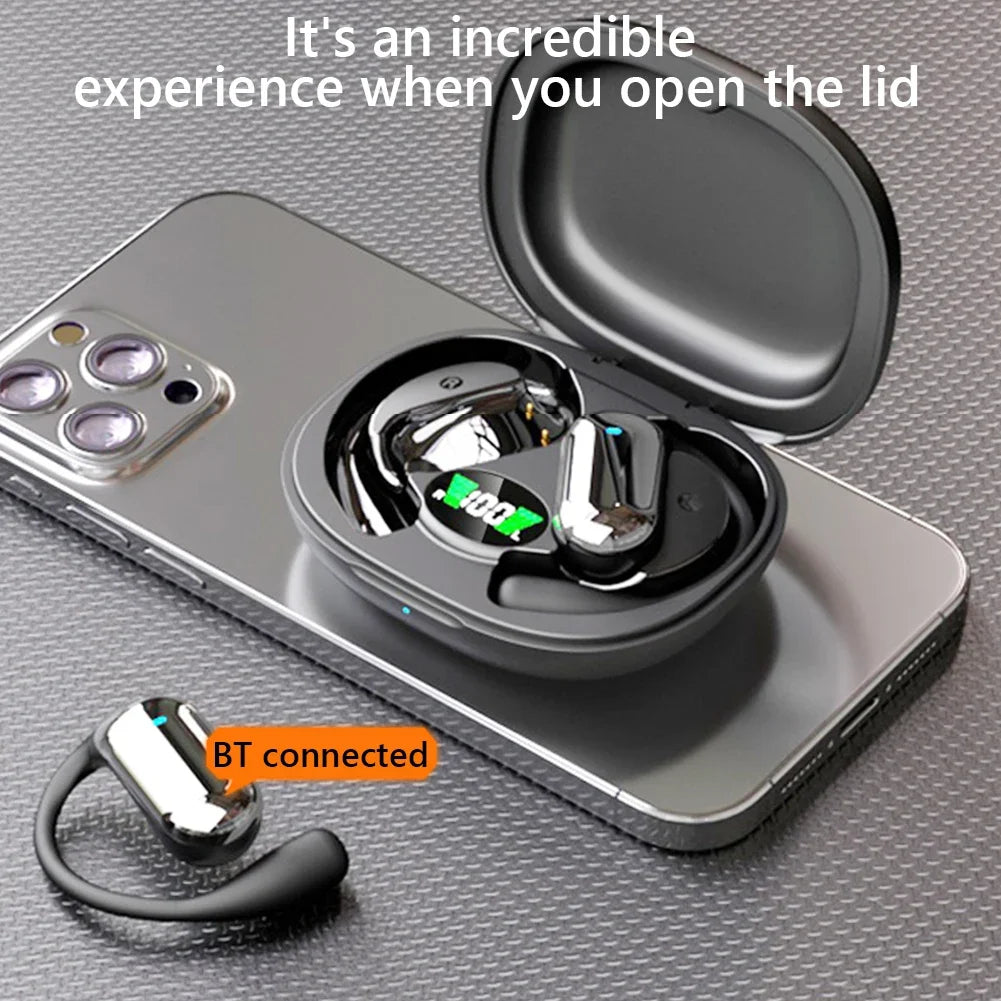 Bluetooth 5.3 AI Translation Earbuds - Open Ear Hook Headphones for Running, Fitness & Real-Time Language Learning