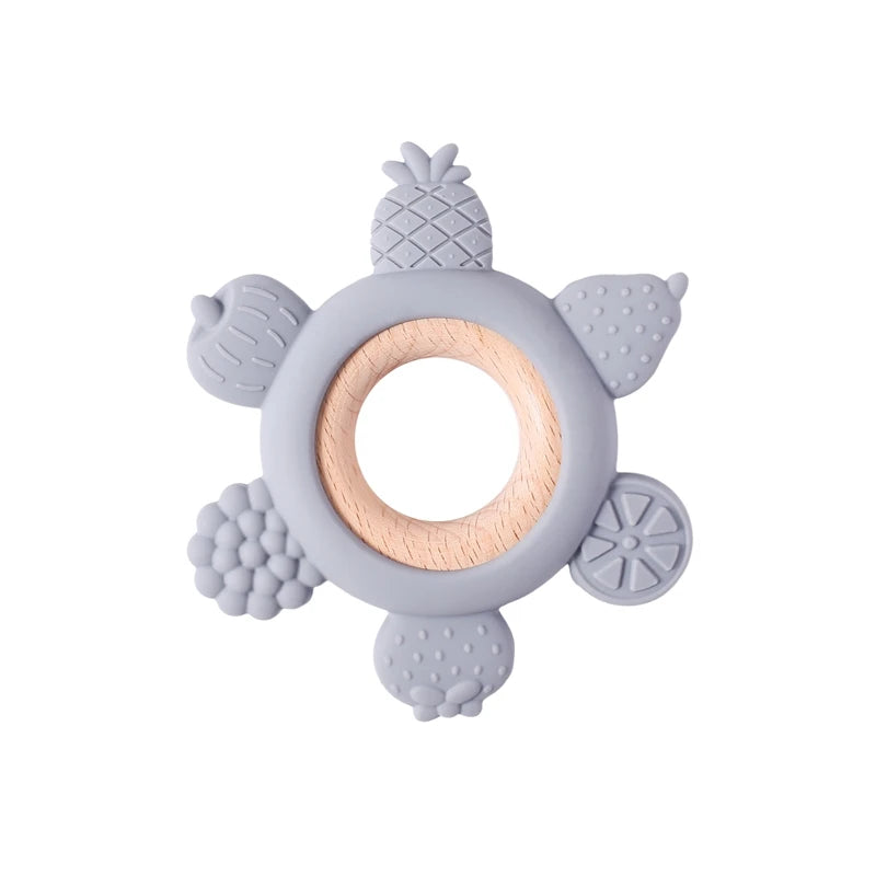 Baby Silicone Teether Toy - BPA Free Dental Chew Ring Bracelet for Infant Teething Relief and Kids Gift