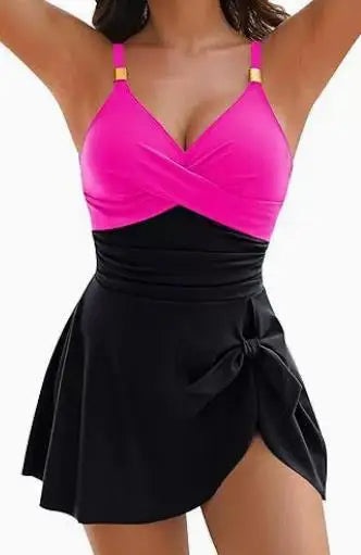 Women’s Swimdress One-Piece – 8 Colors, Tummy Control, Ruched & Cross Slim Fit Swimwear, Comfortable Sexy Beachwear 2025