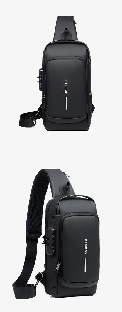 Designer Multifunction Anti-Theft USB Shoulder Bag – Travel Crossbody Messenger Sling Chest Bag for Men, Luxury Brand
