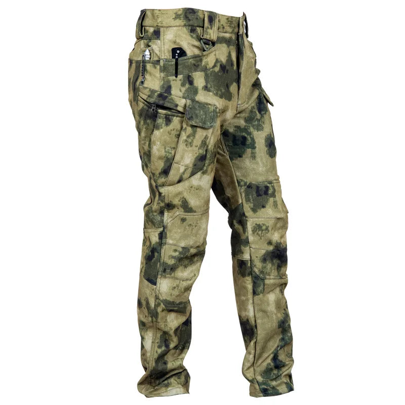 Men’s Winter Tactical Soft Shell Cargo Pants S–4XL – Windproof Waterproof Shark Skin Outdoor Multi-Pocket Combat Trousers