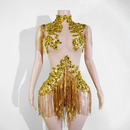 Sexy Shiny Silver Sequin & Black Spandex Jumpsuit — 2025 Women’s Prom, Dancer & Stage Performance Costume