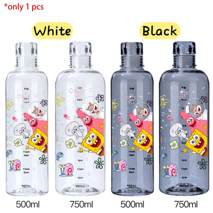 SpongeBob Graduated Water Cup - 500ml/750ml BPA-Free Plastic Bottle