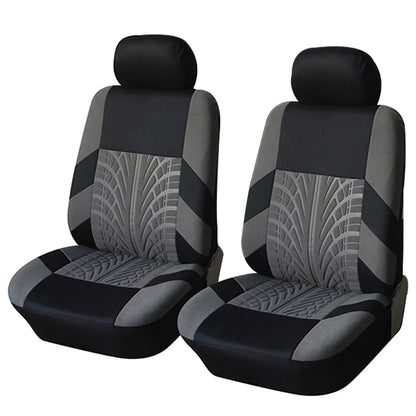 Tire Track Pattern Universal Car Seat Covers – Cloth Automotive Interior Protectors for Car, SUV & Van with Airbag Compatible Design
