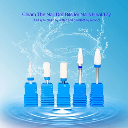 5pcs Ceramic Nail Drill Bit Set - Electric Nail Cutter Bits for Manicure & Pedicure Machine, Nail Accessories & Tools