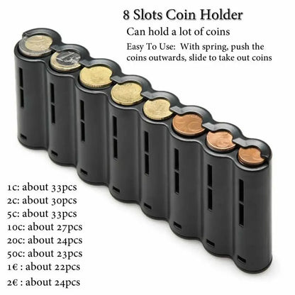 Creative Portable Coin Storage Wallet – Multi-Pocket Euro Coin Holder & Cash Fanny Pack with 8 Slots