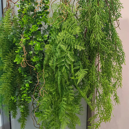 Artificial Hanging Green Plant: Fake Vine Ivy Hanging Plant for Home, Garden, Wedding - Rattan Green Grass Plants for Wall Decoration