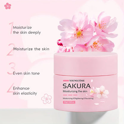 Sakura Essence Cherry Blossom Facial Cream — Moisturizing, Softening & Hydrating Skincare for Dry, Rough Skin