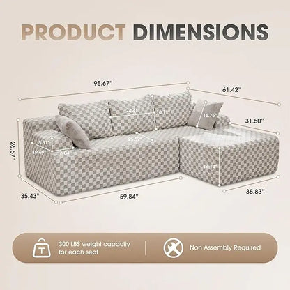 Modular L-Shaped 3-Seat Sectional Sofa — Memory Foam, Deep Seating & Storage