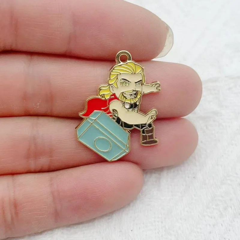 10-Piece Cartoon Alloy Pendant Set - Oil Drop Charms for DIY Earrings, Jewelry Making, and Keychain Accessories