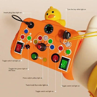 Montessori Busy Board Sensory Toy – LED Light & Switch Activity Game for Children Ages 2-4