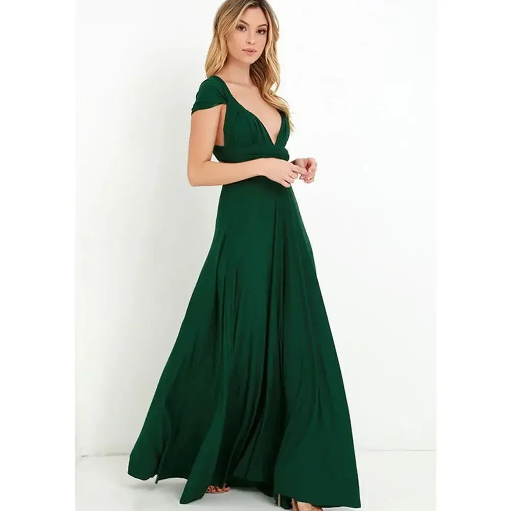 Women’s Summer Sexy V-Neck Maxi Dress – Multi-Wear Strappy Long Party Dress