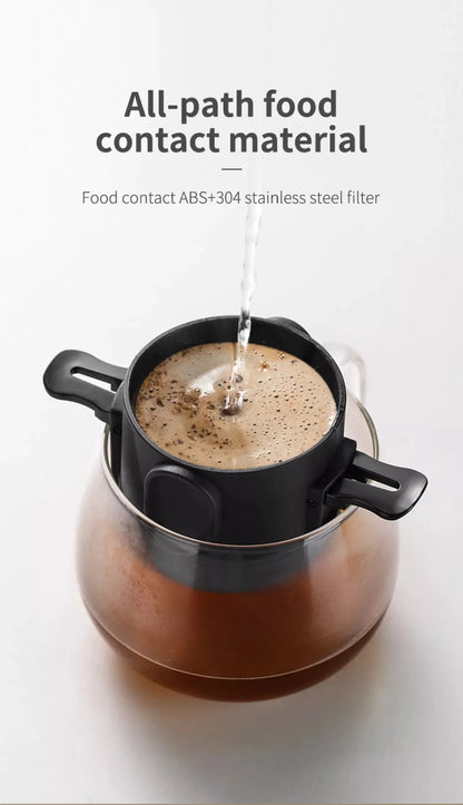 304 Stainless Steel Portable Coffee Filter – Reusable Drip Coffee Tea Holder Mug Set with Coffee Pot & Dripper