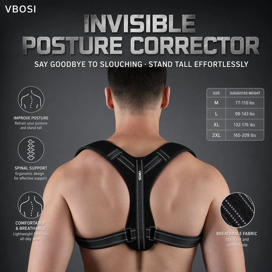 VBOSI Unisex Back Posture Corrector Belt – Adjustable Breathable Support for Hunchback Prevention & Sitting Posture Correction