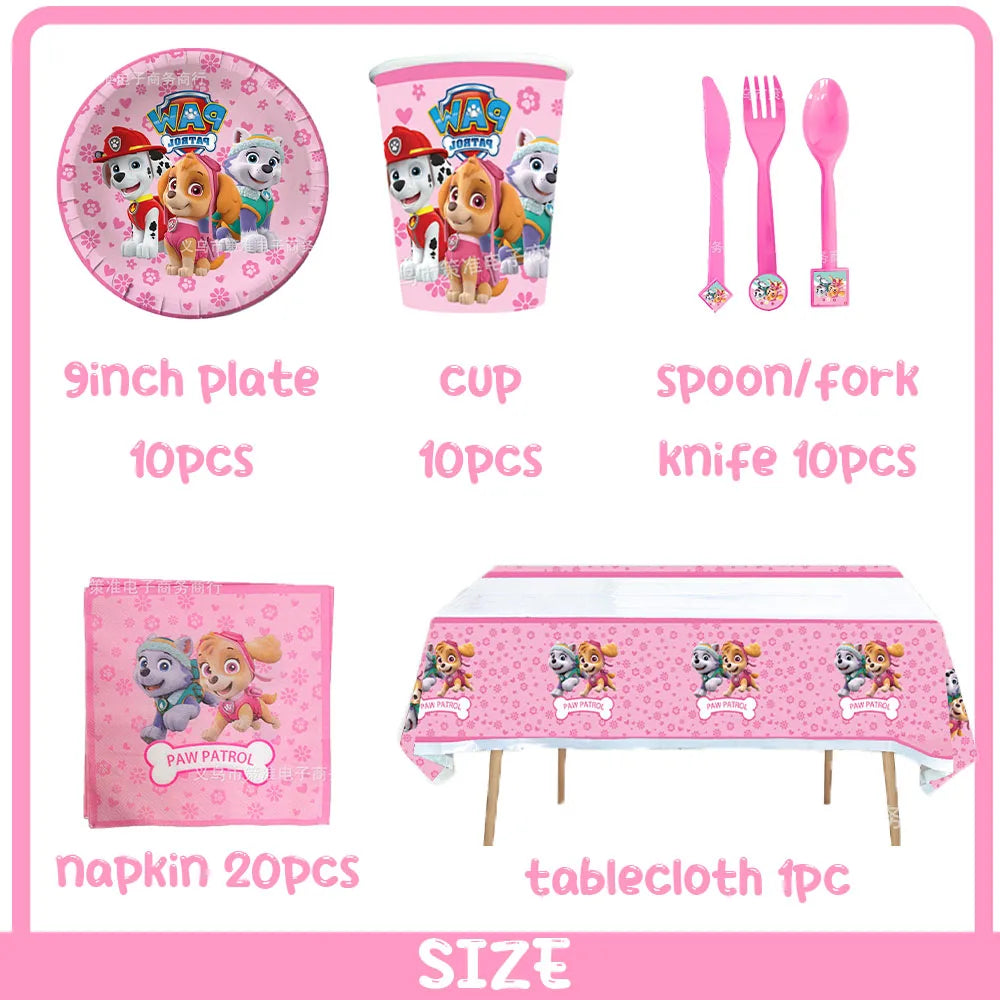 PAW Patrol Skye Pink Birthday Party Decorations Set – Foil Balloon Backdrop, Disposable Tableware & Baby Shower Supplies for Girls Kids Gifts