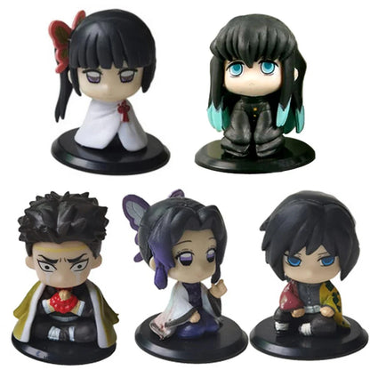 5-Style Q Version Demon Slayer Sitting Ghost Dolls – Tanjiro, Nidouzi, Inosuke & Zenitsu Action Figures