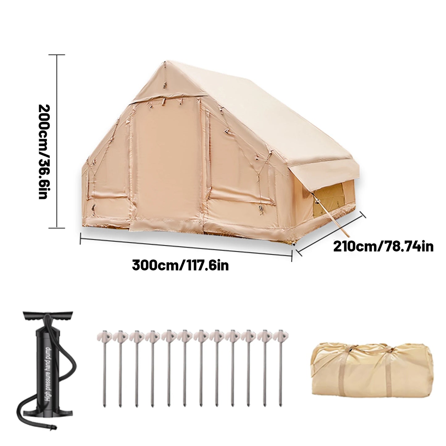 Inflatable Camping Tent for 4-8 People – Portable Water-Resistant Four-Season Tent with Windows
