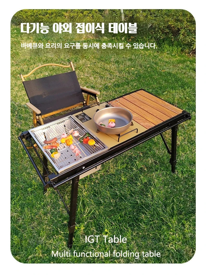 Lohascamping Folding IGT Table – Lightweight Portable Roll Table with Adjustable Legs for BBQ, Desktop Burner & Backpacking