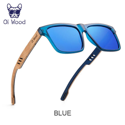 Oi Wood Square Polarized Sunglasses for Men — UV400 Fashion Sport & Driving Sun Glasses