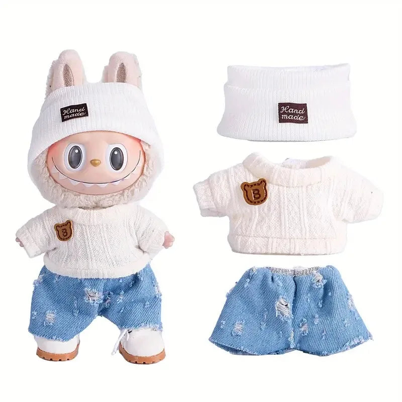Labubu Doll Cute Sweater Set – 17cm Doll Clothes & Shoes DIY Accessories for Training, Sitting, Party Games, and Gifts