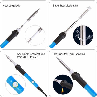 60W Adjustable Temperature Soldering Iron - 110V/220V Electric Welding Iron for DIY & Electronics Repair