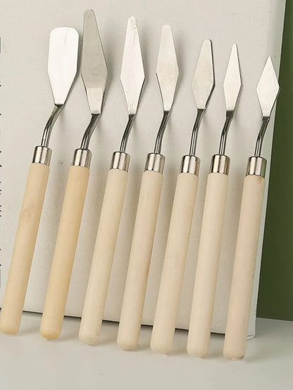 7pcs Oil Painting Palette Knife Set – Scraper Spatula for Acrylic, Watercolor, Gouache, and Color Mixing Art Supplies