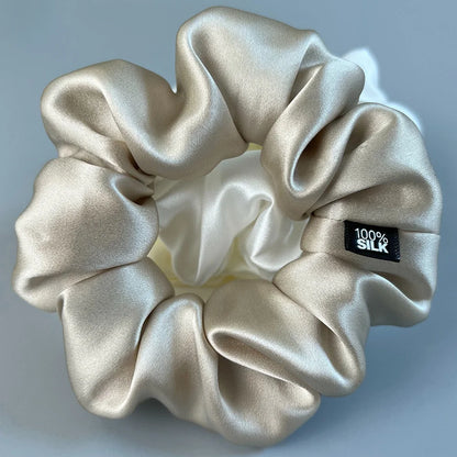 100% Mulberry Silk Hair Scrunchies – 19 Momme Elastic Hair Ties for Women & Girls, Large Soft Ponytail Holders Luxury Hair Accessories