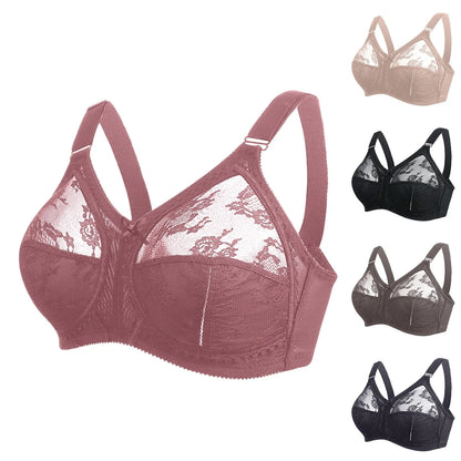 Women's Lace Minimizer Bra - Full Coverage Ultra-Thin Wireless Bra with Adjustable Straps